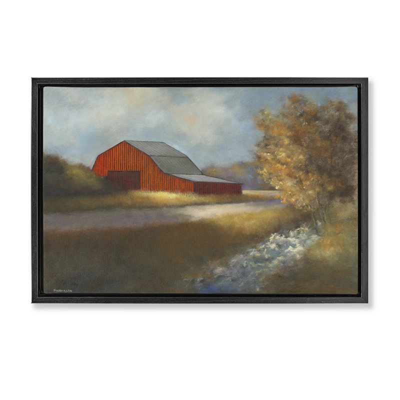 Toile flottante encadrée «Traditional Traditional Barn» par David Swanagin, Cadre flottant noir de jais, H 17 po x l 25 po