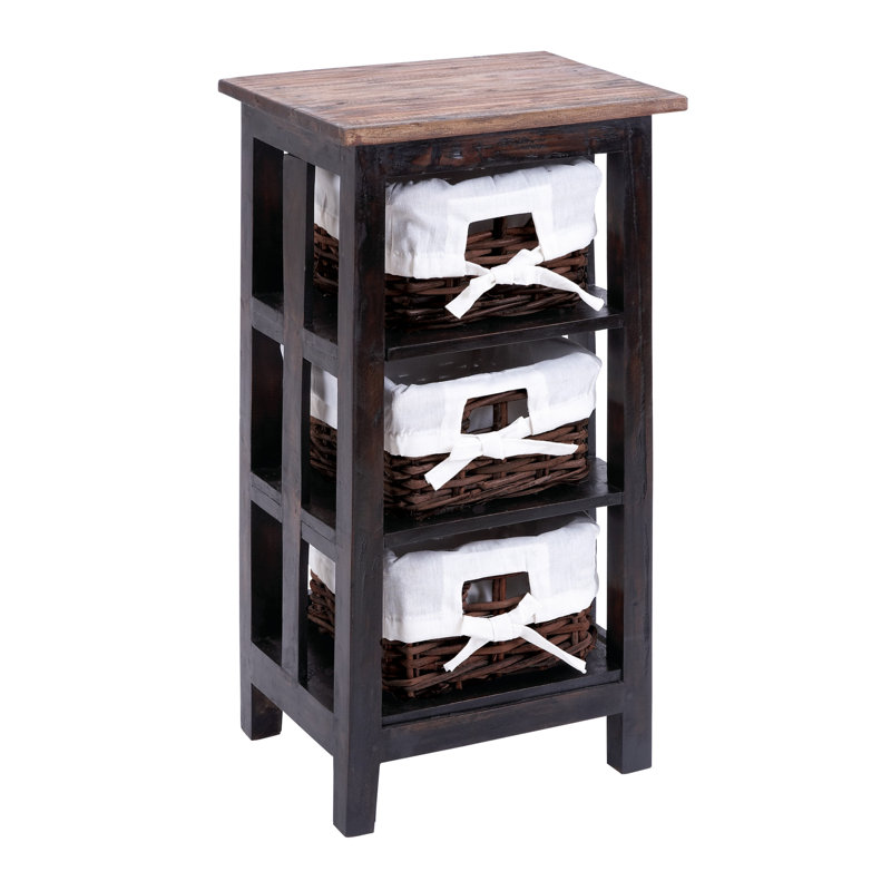 Commode d'appoint 3 tiroirs Nightingale, Naturel/noir