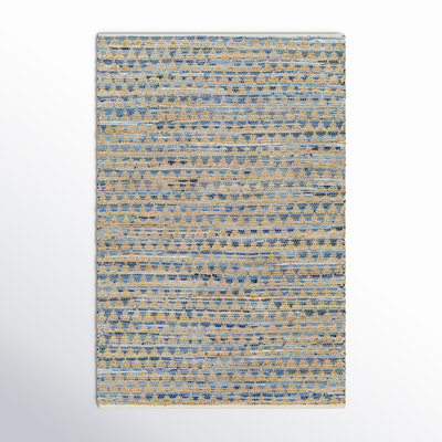 Handmade Blue, Beige, Tan Rug