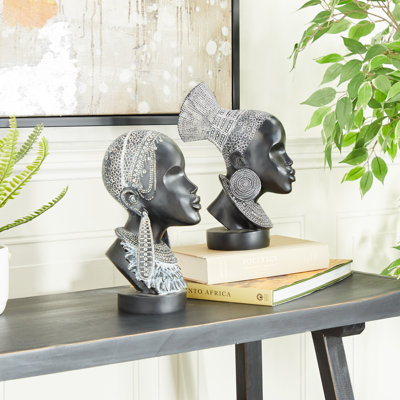 Eidson Polystone African Woman Decorative Sculpture Set