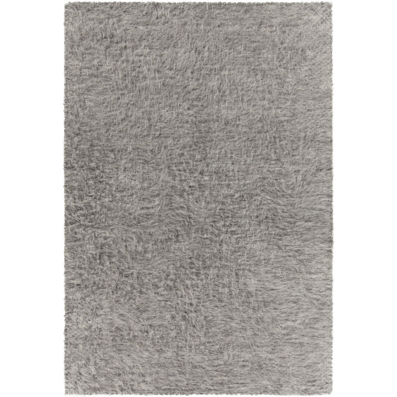 Tapis de zone grise poils longs contemporaine texturée Alldredge, 7 pi 9 po X 10 pi 6 po