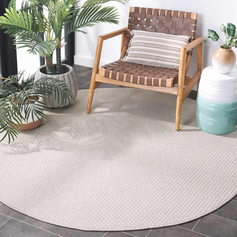 Tapis d'intérieur / extérieur de couleur unie Sisal, Rond 6 pi 7 po