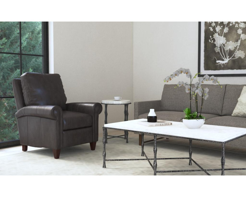 Haskins Recliner, Outsider Raven Genuine Leather, Power, Mahogany
