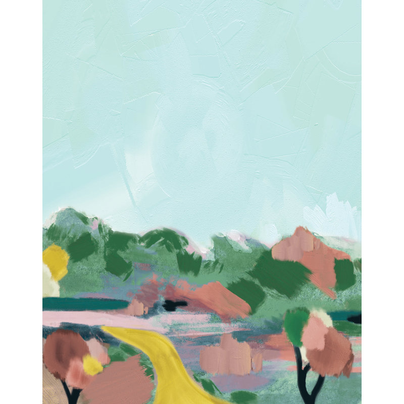 Bright Abstract Landscape II - Painting Print, 76 cm H x 51 cm W, Wrapped Canvas