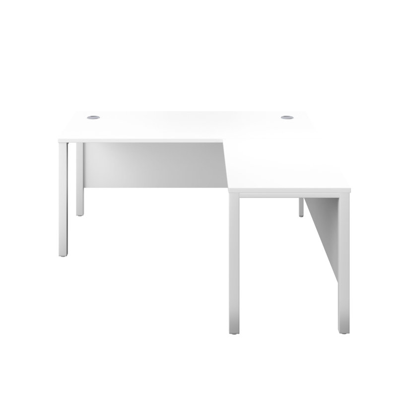 Buariki L-Shaped Metal Base Executive Desk, Right Hand Return, 73cm H x 180cm W x 180cm D, White/White