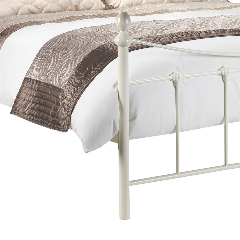 Marienville Metal Bed, Double (4'6), Stone White, No Mattress