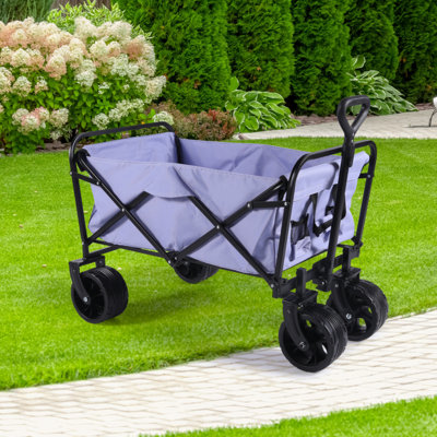 100L Collapsible Folding Beach Wagon Cart With 220Lbs Large Capacity, Wagons Carts Heavy Duty Foldable With Big Wheels For Sand, Garden, Camping -  Tech Cube, TCYX03644A