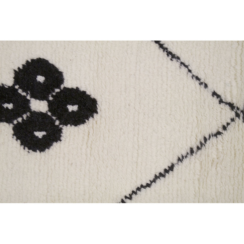 Moroccan Wool Southwestern Area Rug in Ivory/Black, Rectangle 9' x 12'