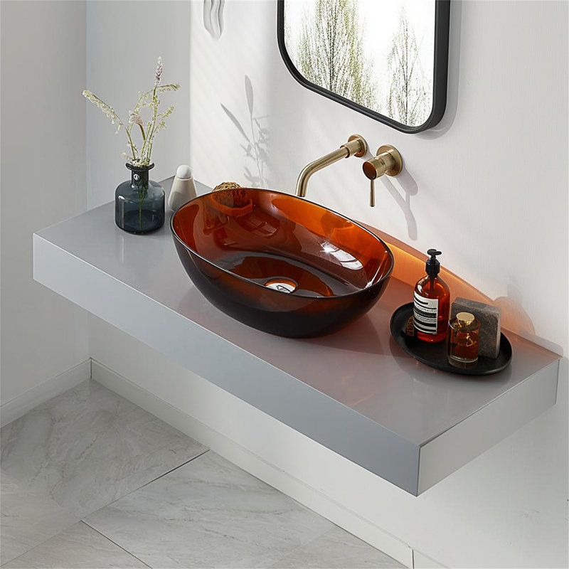 Lavabo vasque en résine pour salle de bain 25C62-Brun