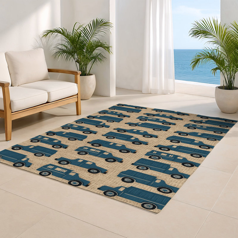 Transportation Brown Indoor and Outdoor Area Rug, Rectangle 2' x 3'