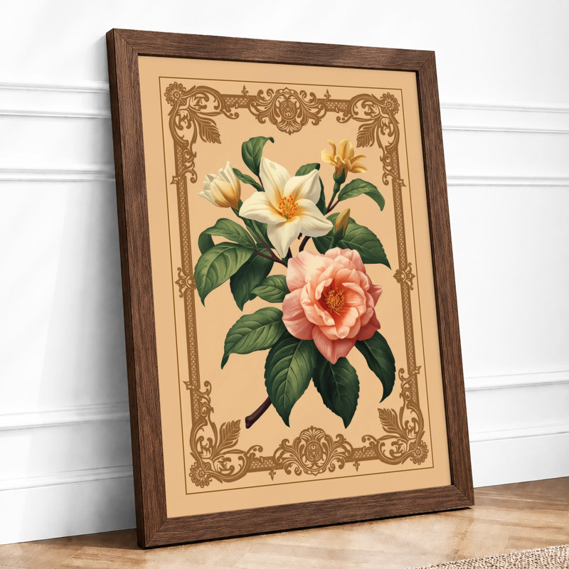 Study in Gold Botanical - Framed Print, A2 - 59.4 x 42.0 cm, Walnut