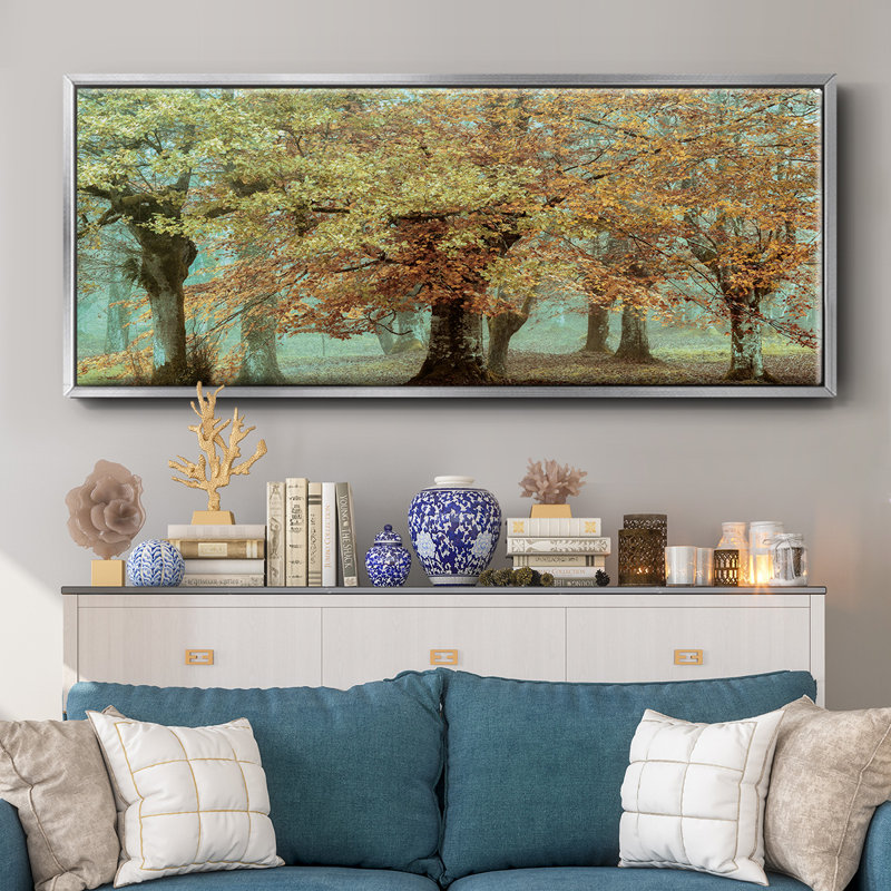 Teal Tree- Framed Canvas, 24" H x 60" W