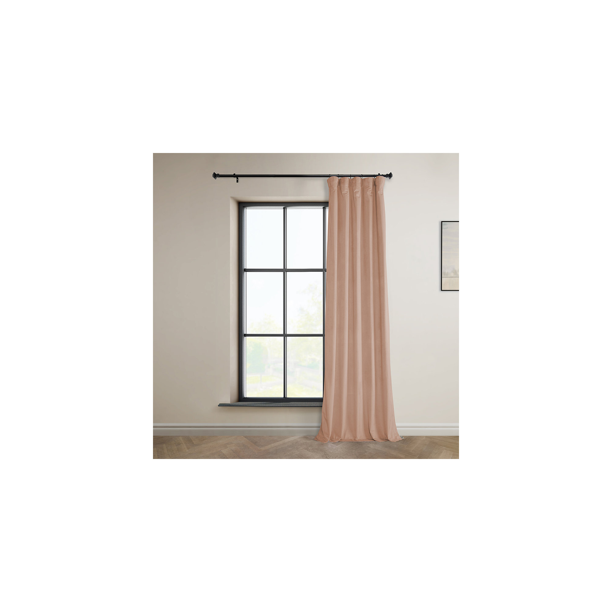Matra Plush Velvet Curtains for Bedroom - Room Darkening Curtains for Living Room Window Single Panel, Peach Blossom