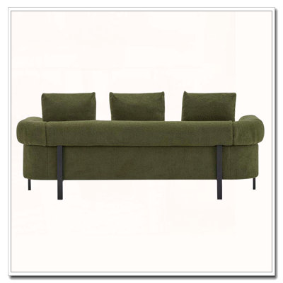 Modern 3-Seater Sofa with 3 Pillows, Green