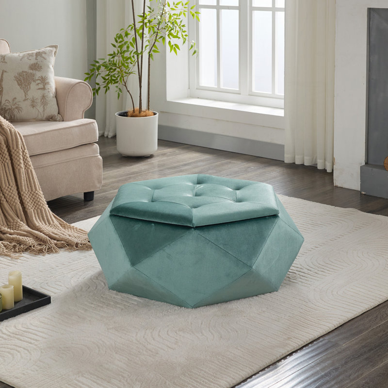 Tufted Storage Ottoman, Green