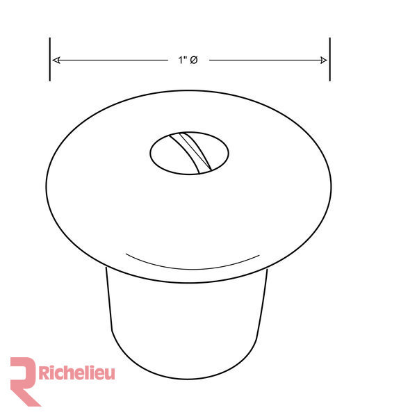 Expression 1" Diameter Mushroom Knob, 1" H x 0.88" W x 0.88" D