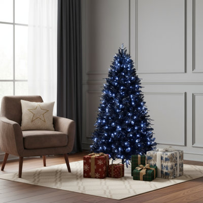 Sapin de Noël 5 pi noir pré-éclairé