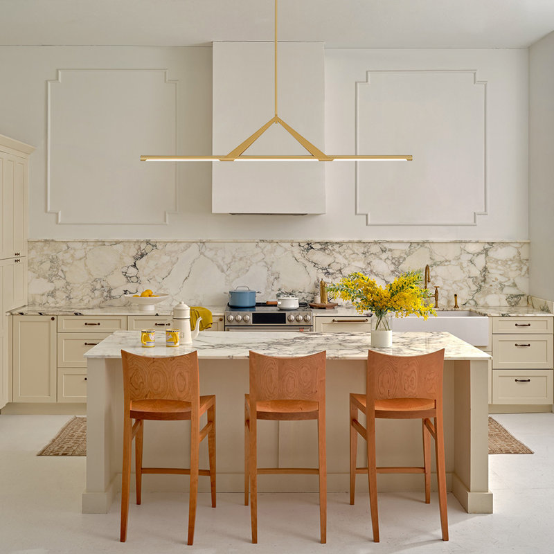 Minimalist Gold Strip Dimmable LED Linear Pendant