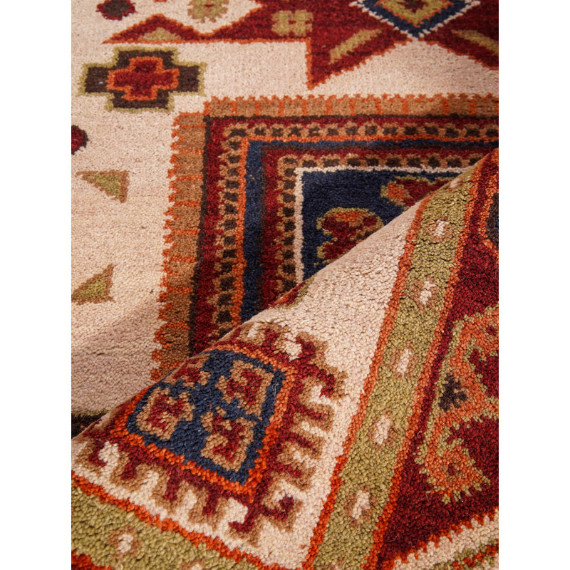 Tapis d'intérieur rectangulaire oriental fait main en soie et laine crème bordeaux, noué à la main, Rectangle 4pi x 6 pi