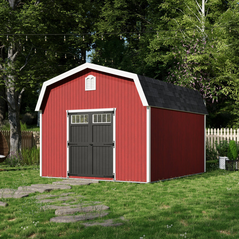 Colonial Woodbury Outdoor Wood Storage Shed, 12' x 14', No