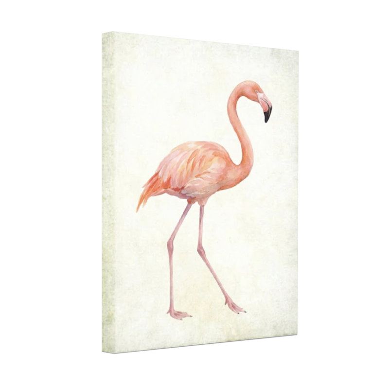 Animaux, flamant rose debout, dessin d'un oiseau rose, H 36 po x l 24 po