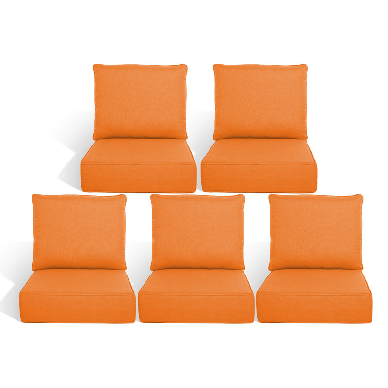 Coussin de siège / dossier de remplacement pour l'extérieur 6 po, 5, L 22 po x P 24 po, Orange