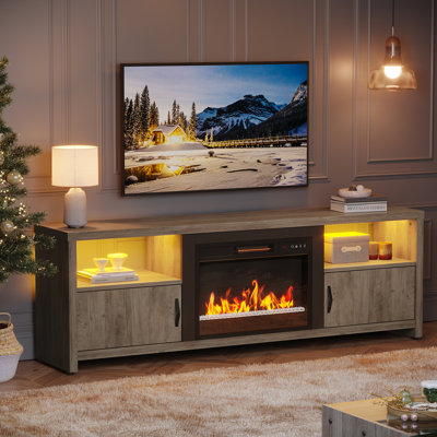 Jazper LED Fireplace TV Stand for TVs up to 75"", 70 Media Console with Storage Cabinets, Electric Fireplace Included -  Ivy Bronx, 7E5BF91DC2FE41E1972396EC614F3C83