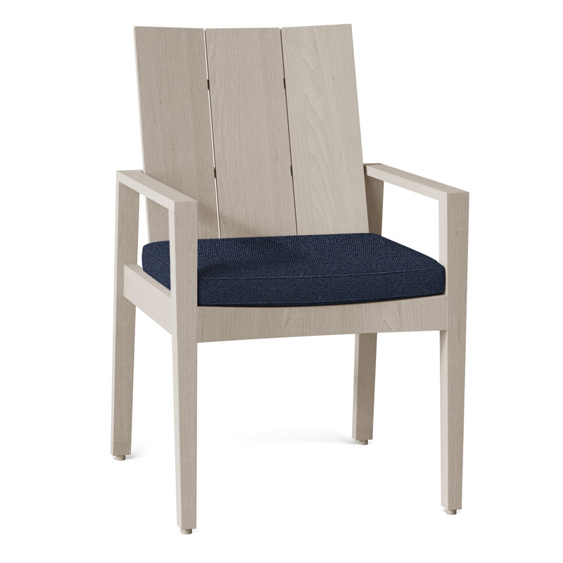 Chaise avec accoudoirs d'extérieur en teck Ashland, Welt, Indigo Intermix, Huître teck