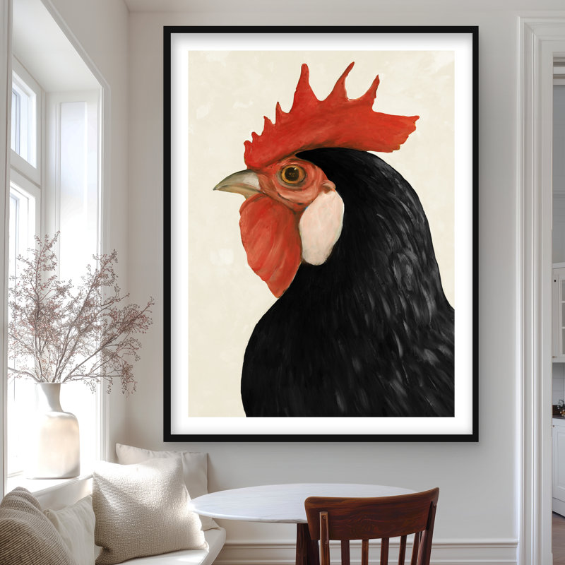 Magnifique poule noire - reproduction encadrée pour la décoration intérieure