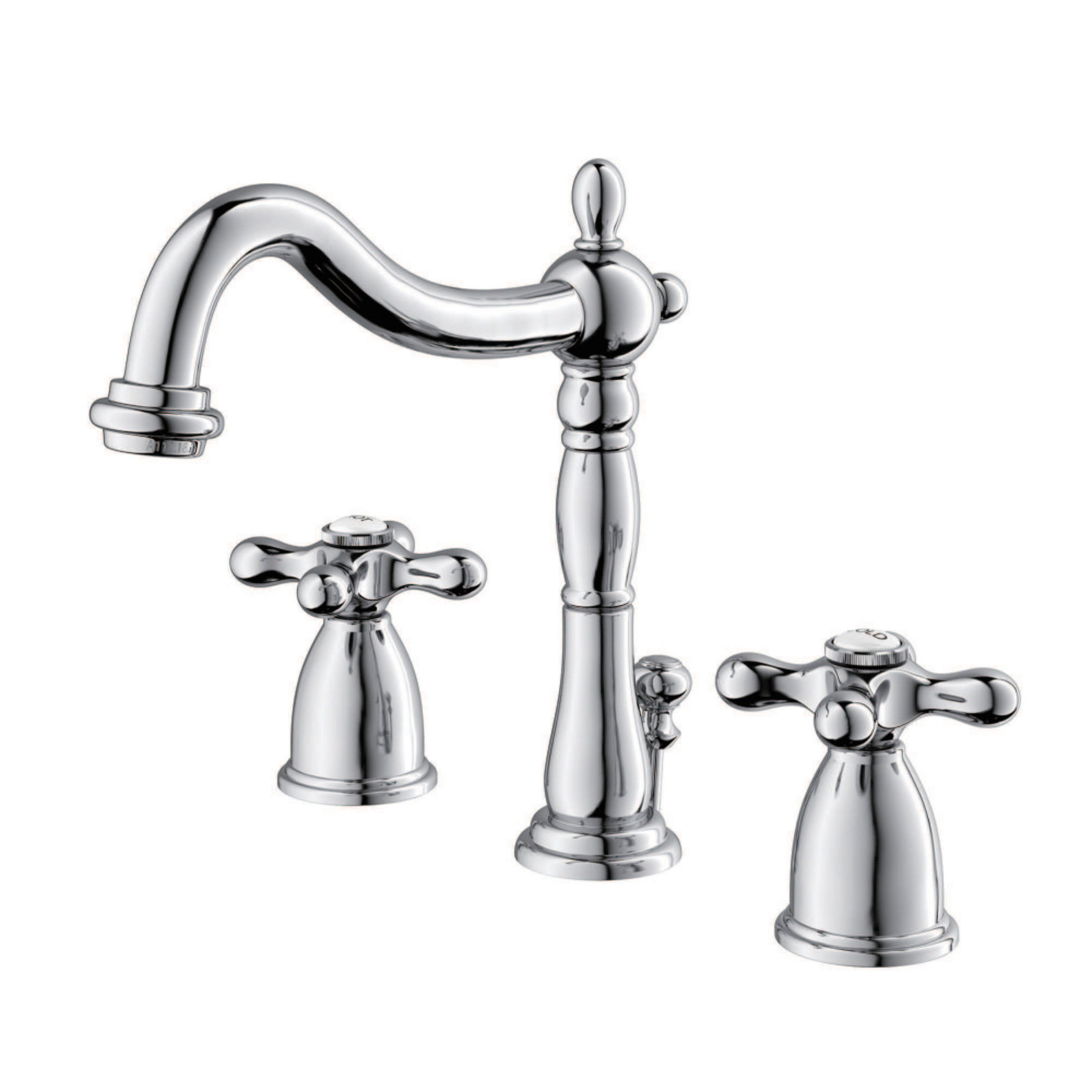 Kingston Brass Heritage Two-Handle 3-Hole Deck Mount Widespread Bathroom Faucet with Pop-Up Drain, Polished Chrome
