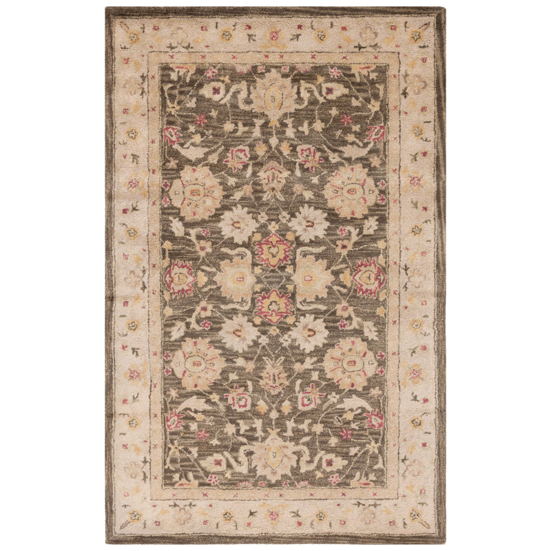 Gray Hand-Tufted Wool Rectangular 4' x 6' Area Rug