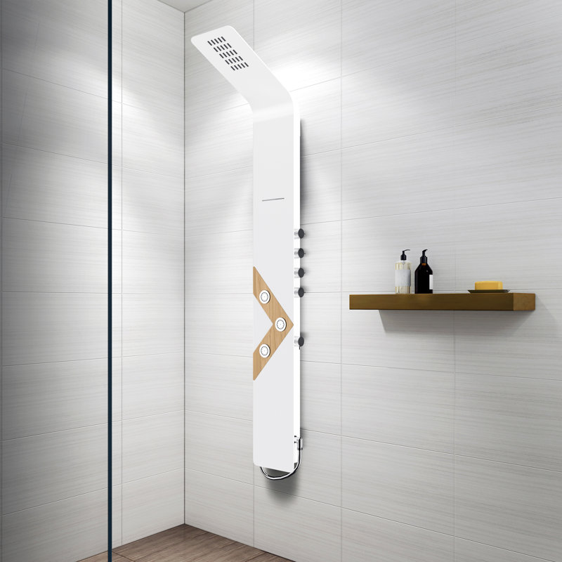 Panneau de douche à tête fixe thermostatique Nahunta, Blanc