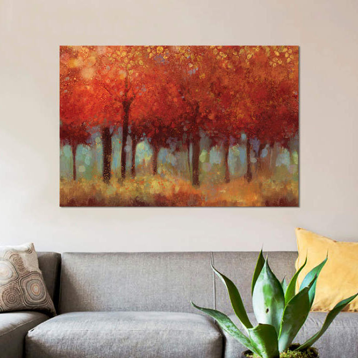 « red forest », impression sur toile, H 26 po x l 40 po x P 1,5 po, Pas de tapis, Toile tendue