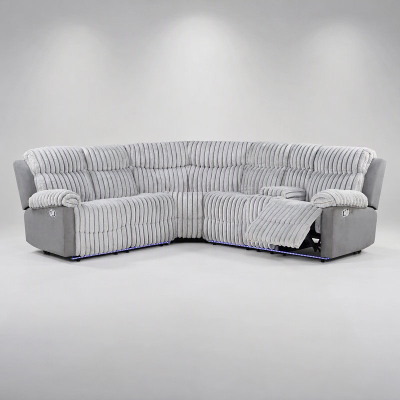 Canapé modulaire gris avec DEL et inclinaison manuelle