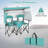 Double Beach Chair with Adjustable Canopy Oversized Folding Camping Chair Turquoise-1200060629