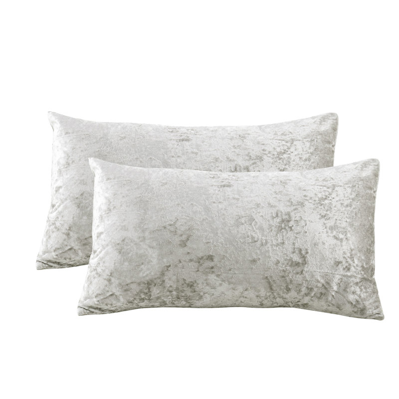 Crushed Velvet Lumbar Pillow Cover, Silver