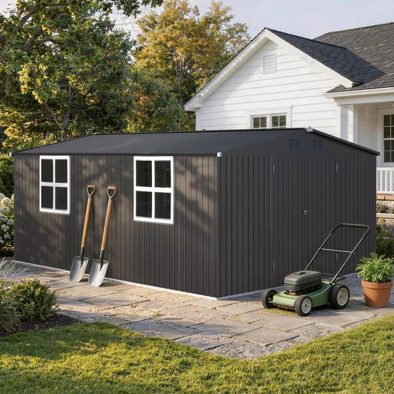 Remise de rangement extérieure 12 x 18 avec fenêtres