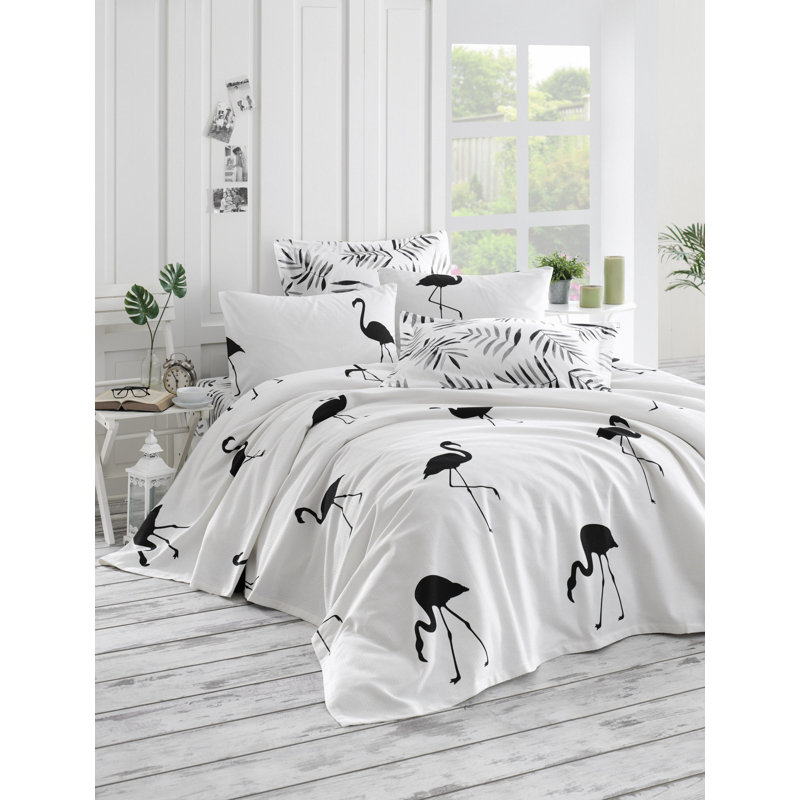 Couvre-lit / couvre-lit 100% coton blanc / noir Estabrook, Très grand couvre-lit
