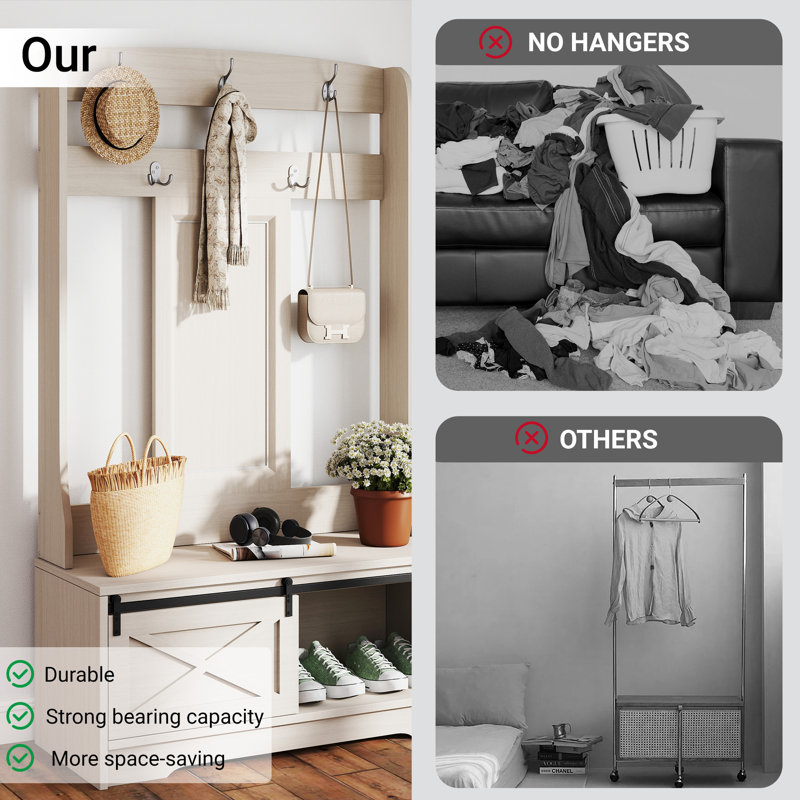 Hall Tree 40'' Wide With Bench And Shoe Storage