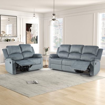 Llanos 2 Piece Modern Microfiber Manual Living Room Set with Overstuffed Loveseat & Sofa -  Latitude Run®, B4E37E03F30E44F6865388746630D7A4