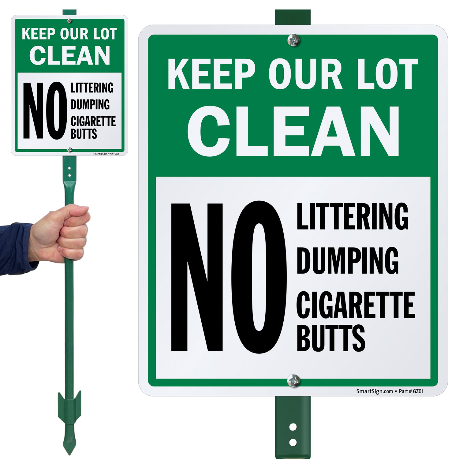 SmartSign Keep Our Lot Clean No Littering, Dumping, Cigarette Butts Sign  and Stake Kit Wayfair