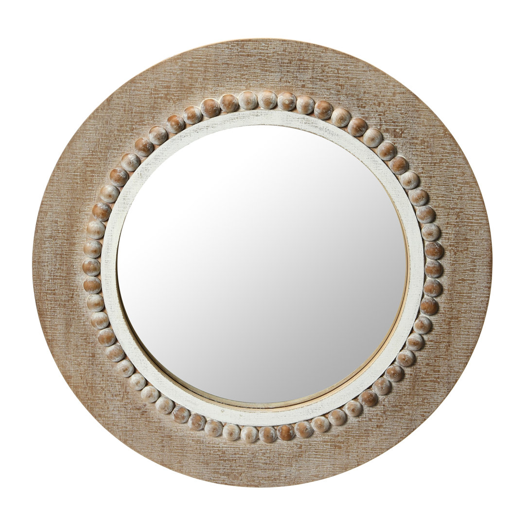 Bevier Round Wood Framed Wall Mirror Ophelia & Co. 