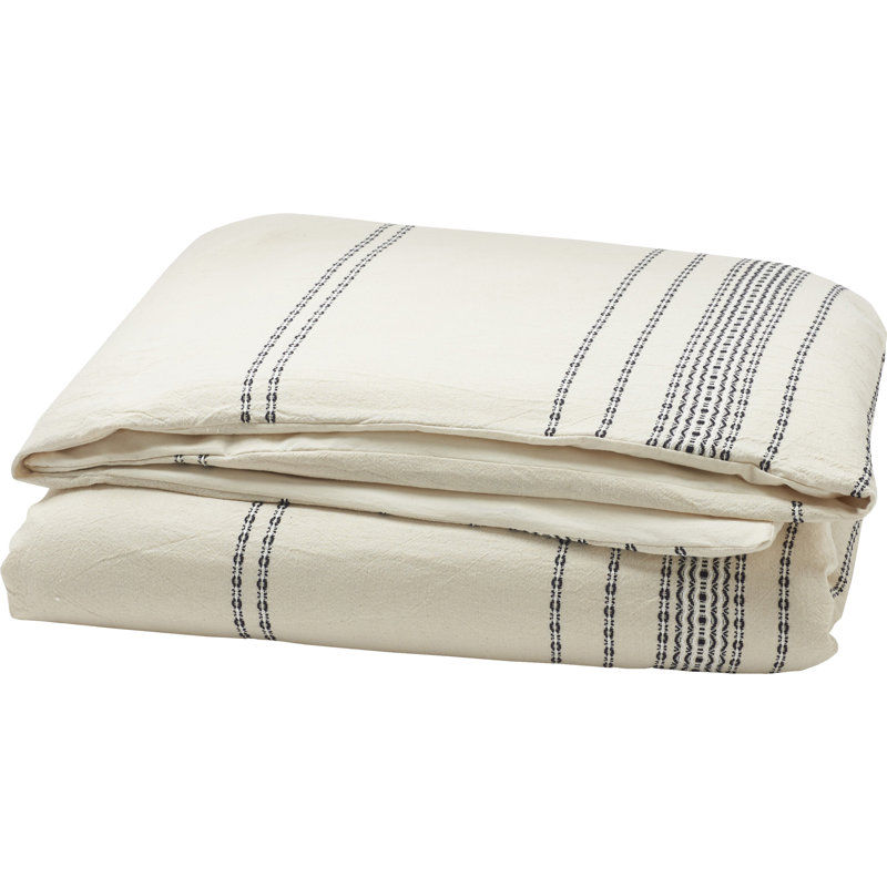 Rippled Stripe Duvet Cover, Ivory/Black, King/Cal King Duvet Cover