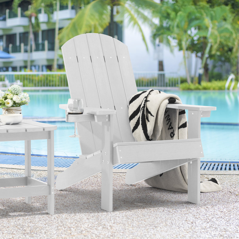 Navy Blue Outdoor Adirondack Chair, White