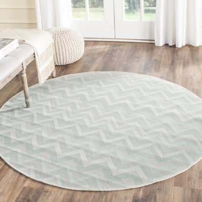 Kaysie Chevron Gray/Beige/Aqua Indoor/Outdoor Area Rug