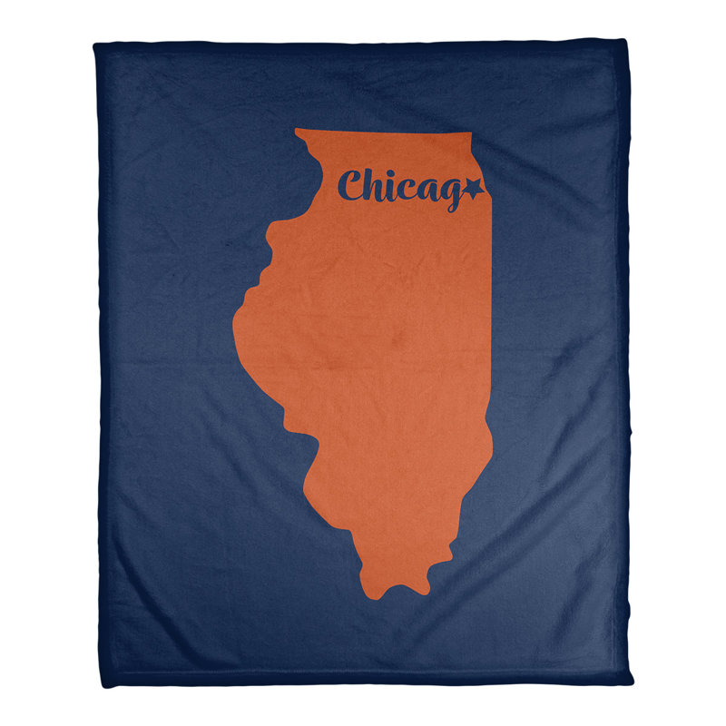 Couverture pour polaire home illinois, 60 po x 80 po, Orange / Bleu