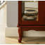 Armoire avec éclairage intégré, tablettes réglables, panneau arrière en miroir et portes en verre trempé (couleur cerisier, 3 couches).