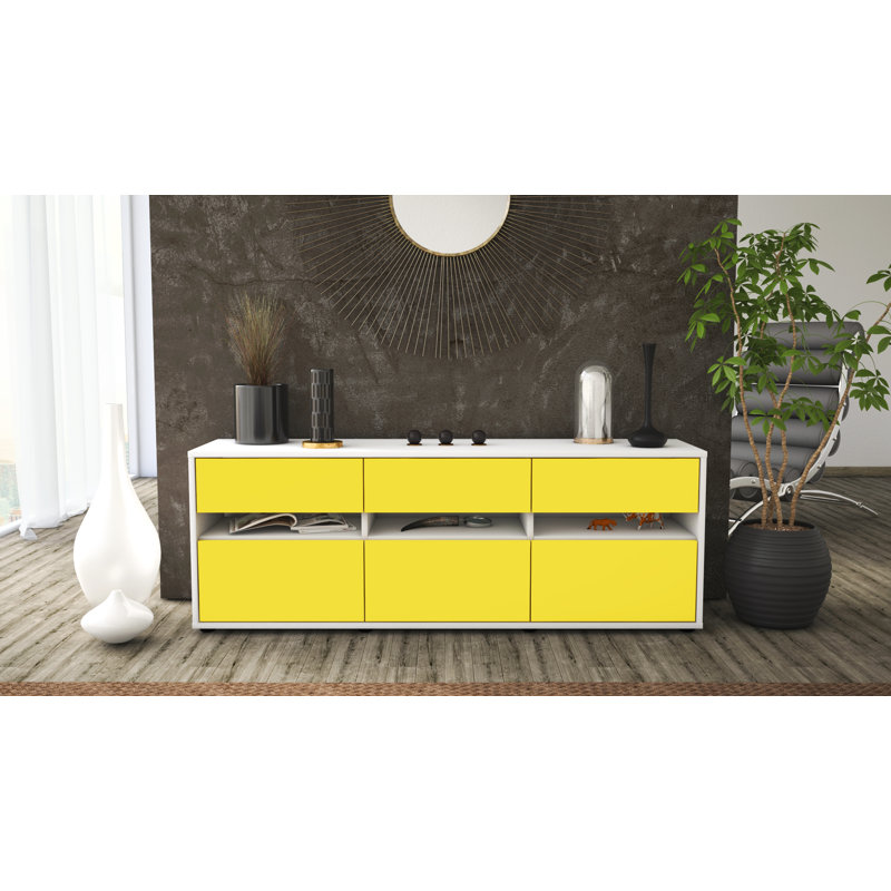 Yamashita TV Stand, Gelb/Matt Weiß