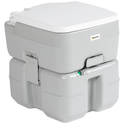 Outsunny Portable Toilet for Adults 5.3 Gallon, Porta Potty with Level Indicator, T-Type Water Outlets and Anti-Leak Handle Pump for Camping, Boating, Hiking, Travel, RV