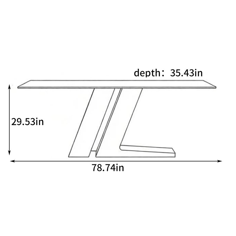 Table de salle à manger moderne et minimaliste, 29.53"H x 78.74"L x 35.43"W